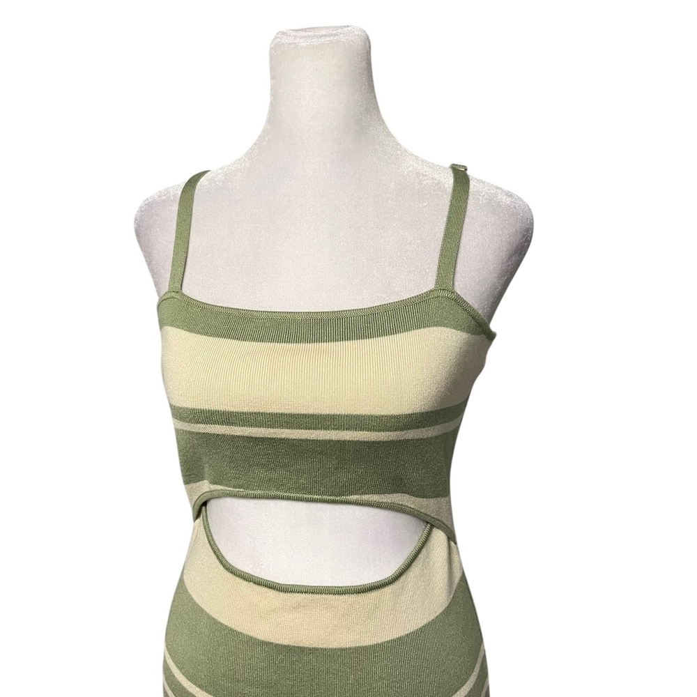 Mable Green Cream Knit Cutout Midi Dress Size Large - Picture 4 of 9